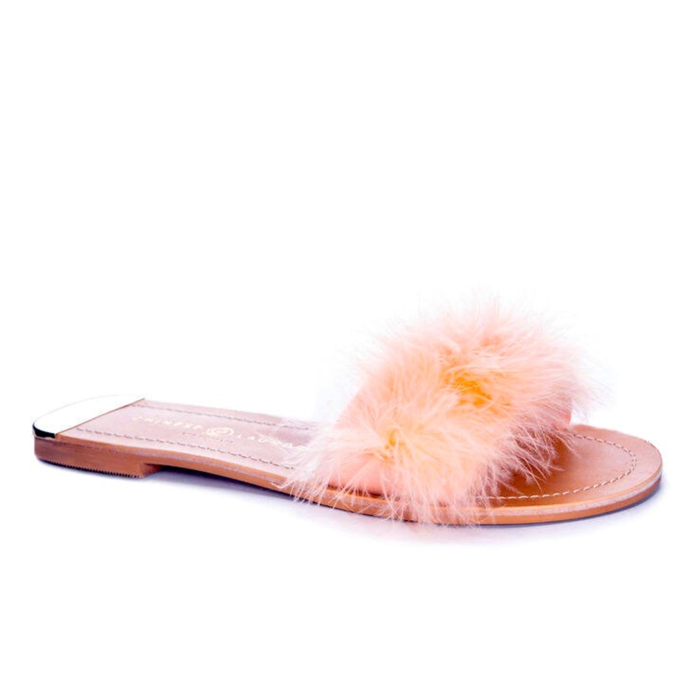 Chinese Laundry ZOEY Feather Slide BNIB